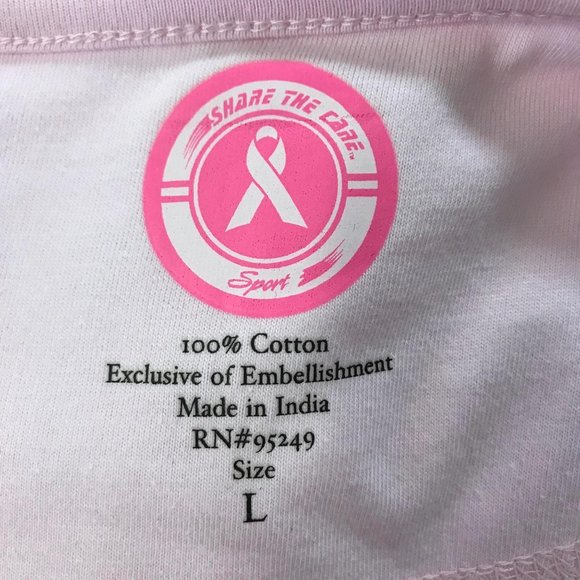 NWT Share The Care Sport Womens Pink Breast Cancer Short Sleeve Tee Shirt Size L - Picture 5 of 7